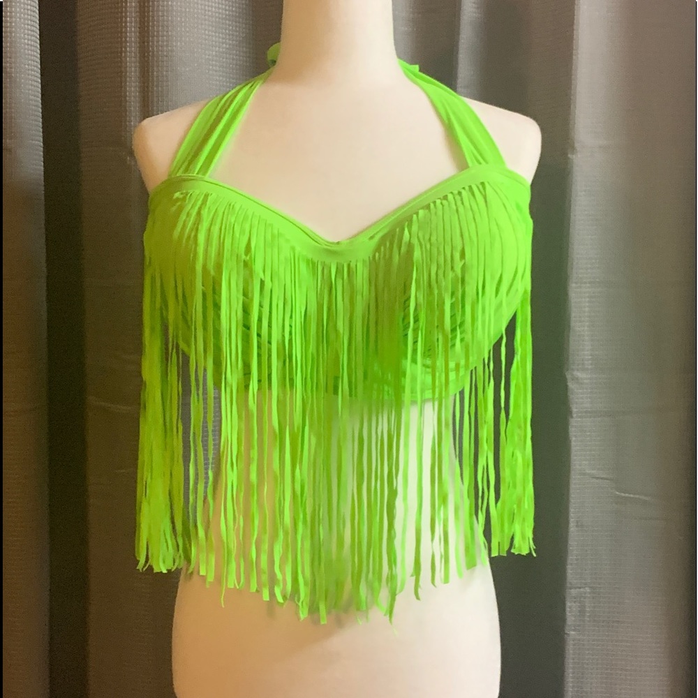 FRINGE Bikini neon green NWOT